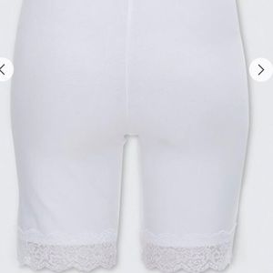 white lace trim cycling shorts